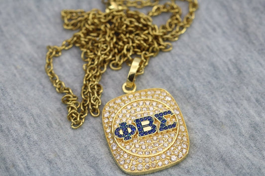 Phi Beta Sigma Pendant Necklace (ΦΒΣ) - Shine Series, Gold - fratrings