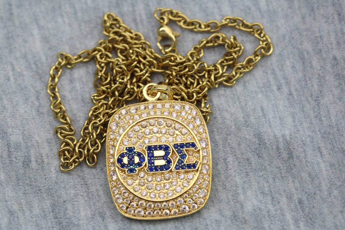 Phi Beta Sigma Pendant Necklace (ΦΒΣ) - Shine Series, Gold - fratrings