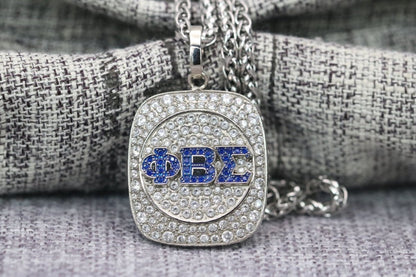 Phi Beta Sigma Pendant Necklace (ΦΒΣ) - Shine Series, Silver - fratrings