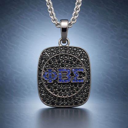 Phi Beta Sigma Pendant Necklace - Shine Series, Black Nickel - fratrings