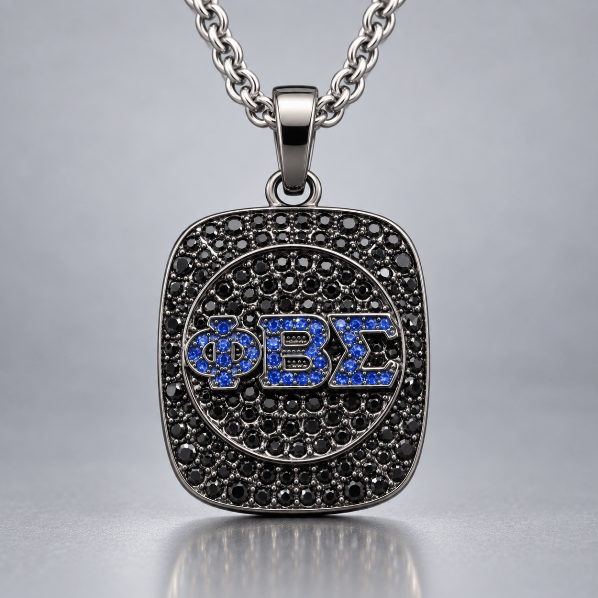 Phi Beta Sigma Pendant Necklace - Shine Series, Black Nickel - fratrings