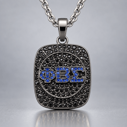Phi Beta Sigma Pendant Necklace - Shine Series, Black Nickel - fratrings