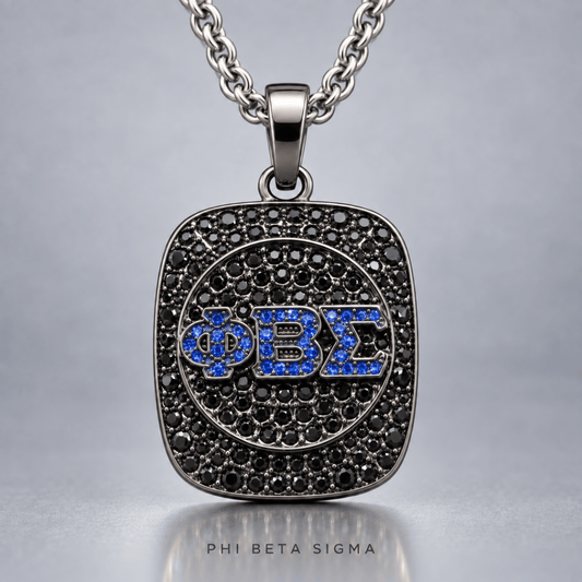 Phi Beta Sigma Pendant Necklace - Shine Series, Black Nickel - fratrings