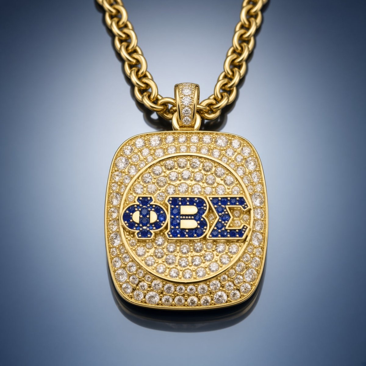 Phi Beta Sigma Pendant Necklace - Shine Series, Gold - fratrings