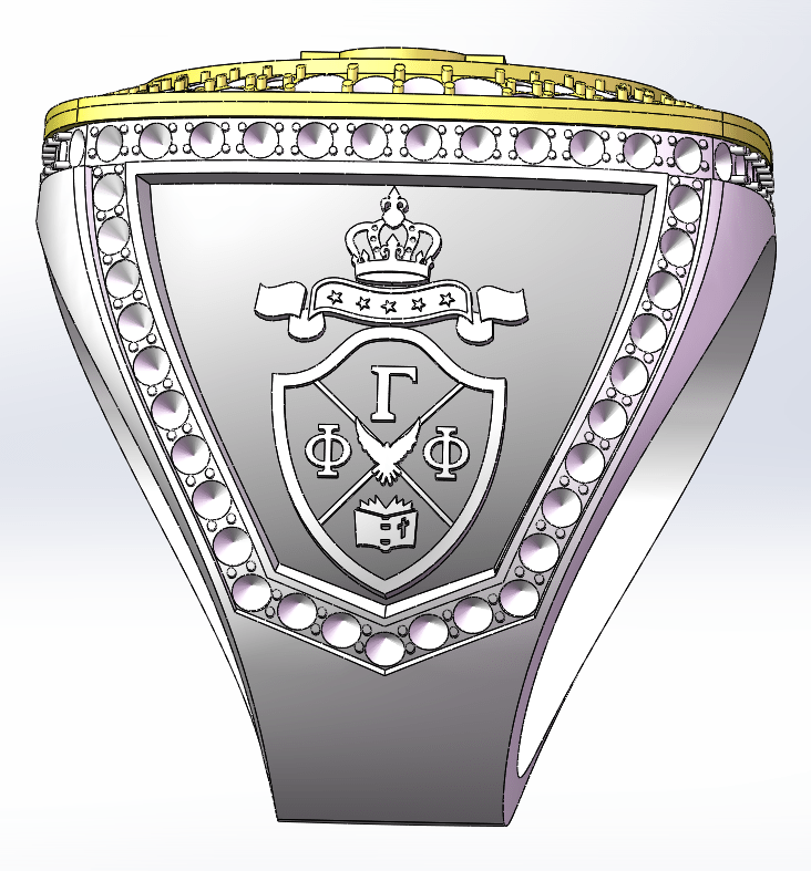 Phi Gamma Phi (ΦΓΦ) Fraternity Ring - Shine Series, Yellow Gold Face - fratrings