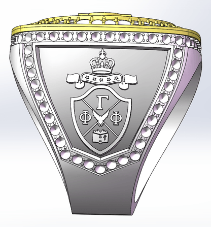 Phi Gamma Phi (ΦΓΦ) Fraternity Ring - Shine Series, Yellow Gold Face - fratrings
