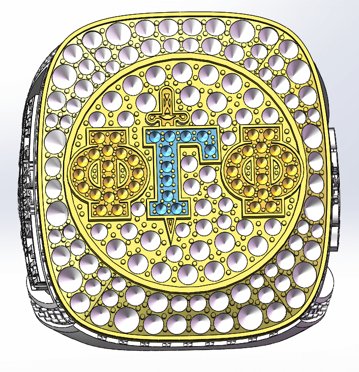 Phi Gamma Phi (ΦΓΦ) Fraternity Ring - Shine Series, Yellow Gold Face - fratrings