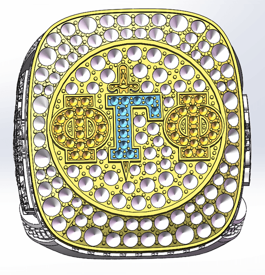 Phi Gamma Phi (ΦΓΦ) Fraternity Ring - Shine Series, Yellow Gold Face - fratrings