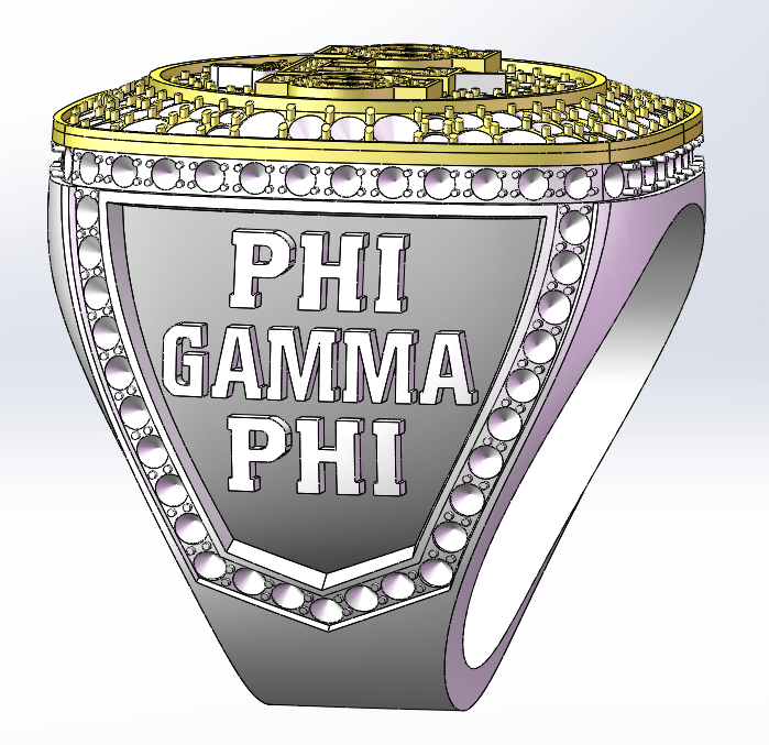 Phi Gamma Phi (ΦΓΦ) Fraternity Ring - Shine Series, Yellow Gold Face - fratrings