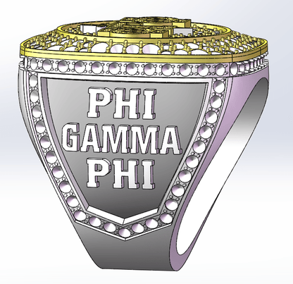 Phi Gamma Phi (ΦΓΦ) Fraternity Ring - Shine Series, Yellow Gold Face - fratrings