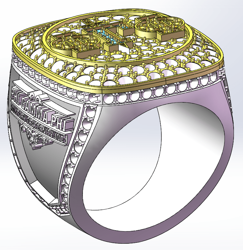 Phi Gamma Phi (ΦΓΦ) Fraternity Ring - Shine Series, Yellow Gold Face - fratrings