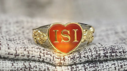 Iota Sweethearts Sorority Ring (ISI) - Heart Series, Dual Finish