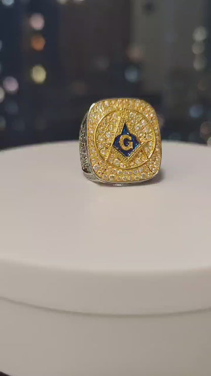 Prince Hall Freemasonry Fraternity Ring - Shine Series, Yellow Gold Face