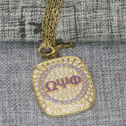 Omega Psi Phi Pendant Necklace (ΩΨΦ) - Big Boy Series, Gold