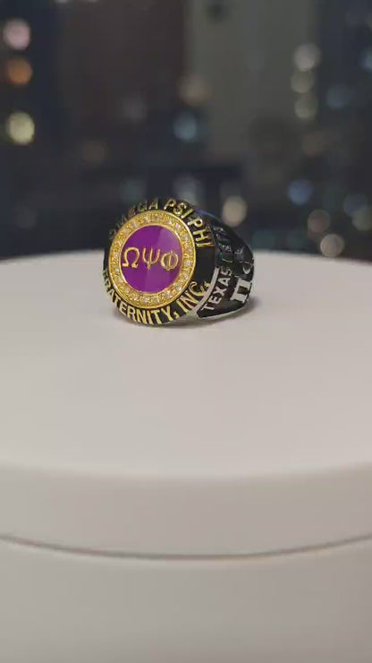 Omega Psi Phi Fraternity Ring (ΩΨΦ) - Classic Man Series, Yellow Gold Face