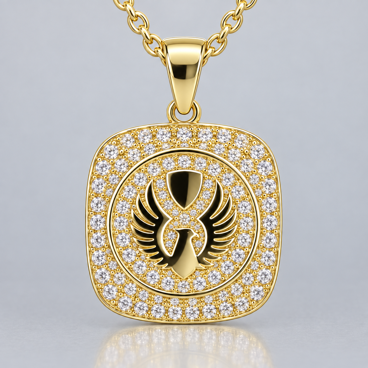 Sigma Alpha Epsilon Phoenix Official Series Pendant Necklace, Gold with matching chain