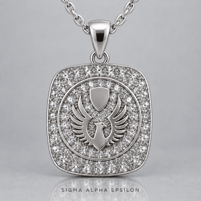 Sigma Alpha Epsilon Phoenix Official Series Pendant Necklace, Silver - fratrings