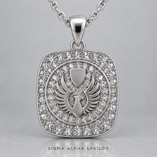 Sigma Alpha Epsilon Phoenix Official Series Pendant Necklace, Silver - fratrings