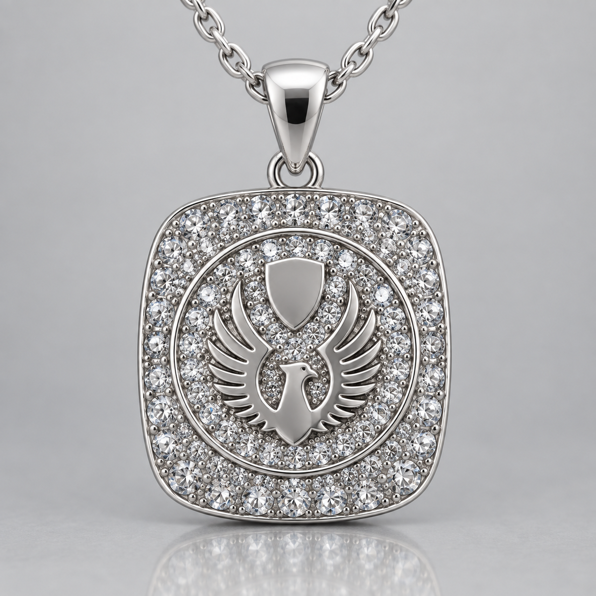 Sigma Alpha Epsilon Phoenix Official Series Pendant Necklace, Silver with matching chain
