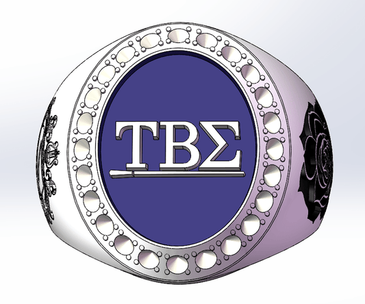 Tau Beta Sigma Sorority Ring (TBΣ) - Flower Series, Silver - fratrings