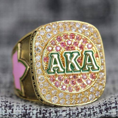 Alpha Kappa Alpha Sorority Ring (AKA) - Shine Series, Yellow Gold - fratrings