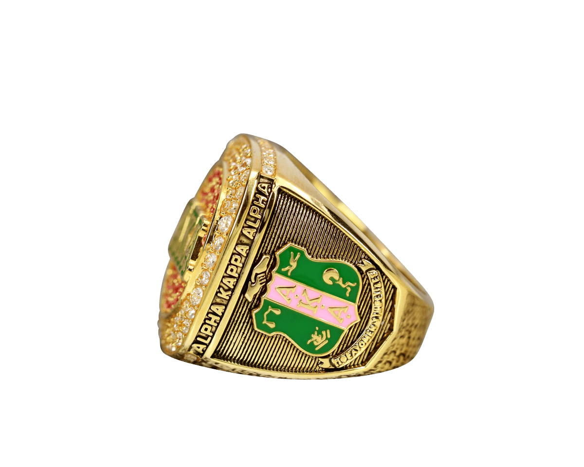 Alpha Kappa Alpha Sorority Ring (AKA) - Shine Series, Yellow Gold - fratrings