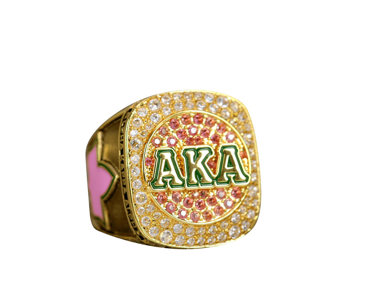 Alpha Kappa Alpha Sorority Ring (AKA) - Shine Series, Yellow Gold - fratrings