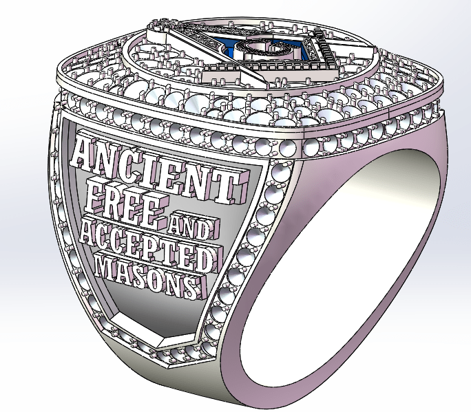Ancient Free And Accepted Masons Ring (Eye Of The Providence) - Shine Series, Silver - fratrings