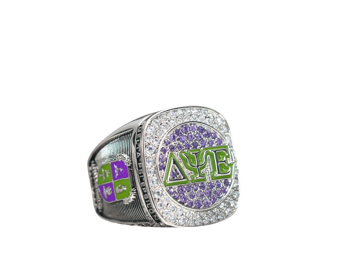 Delta Psi Epsilon Sorority Ring (ΔΨE) - Shine Series, Silver - fratrings