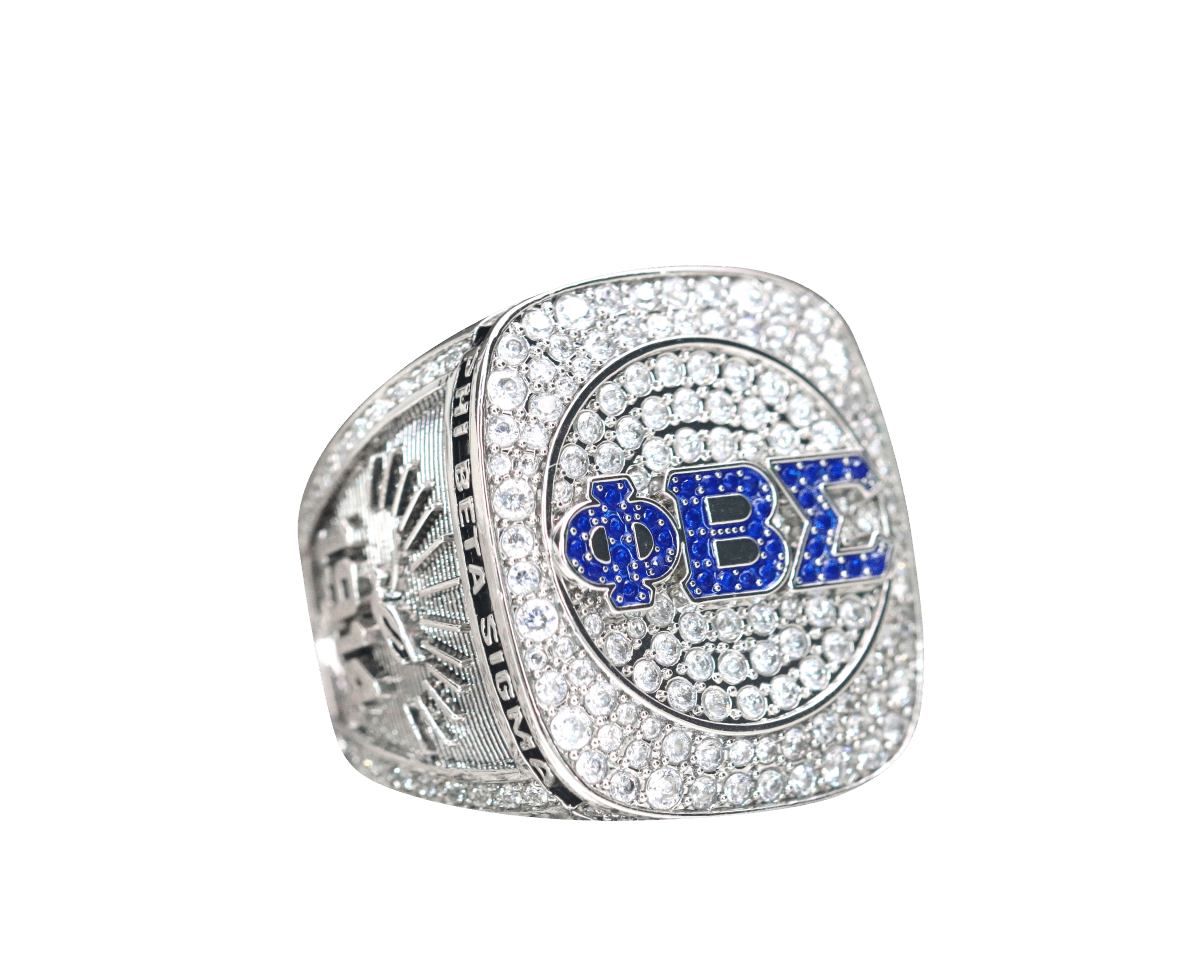 Phi Beta Sigma Fraternity Ring (ΦΒΣ) - Shine Series, Blue Stones Silver - fratrings